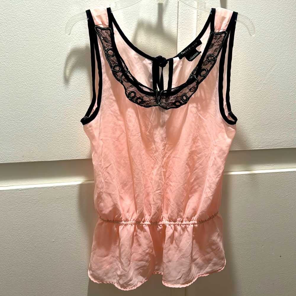 Pink and Black Lace Tank